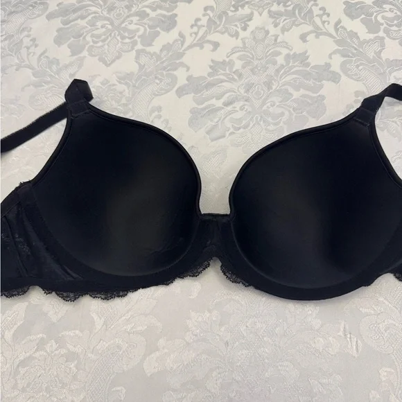 Wacoal Bra Size 36D Lace Affair T Shirt Bra Black Underwire Seamless 853256 - Picture 4 of 7